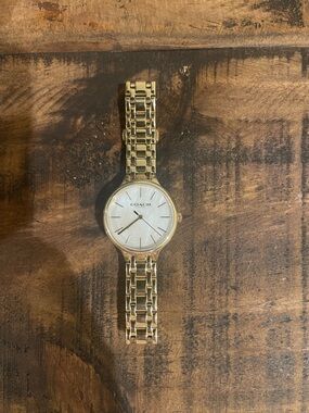 Coach Gold-Tone Bracelet Watch with White Dial